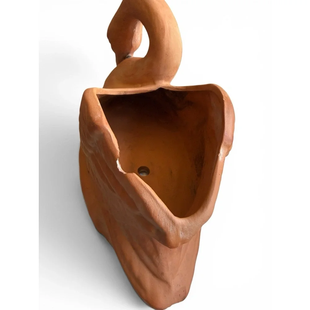 Vintage Terracotta Swan Planter Pot 14